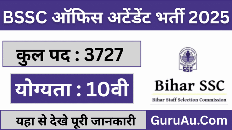 BSSC Office Attendant Vacancy 2025